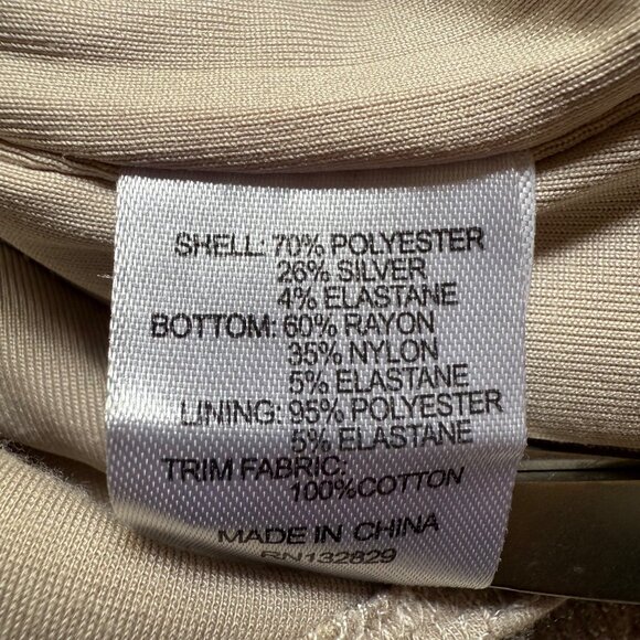 Lovers + Friends Size S Nude Beige Cedar Metallic Long Sleeve Wrap Tie Bodysuit - Picture 9 of 16